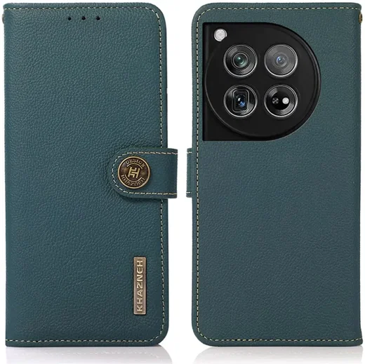 KHAZNEH OnePlus 12 Hoesje RFID Book Case Leer Groen afbeelding 2