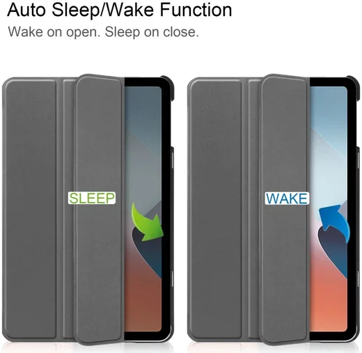Oppo Pad Air Hoes Tri-Fold Book Case met Standaard Grijs afbeelding 3