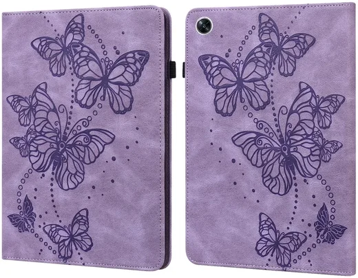 Oppo Pad Air Hoes Portemonnee Book Case Vlinder Print Paars afbeelding 1