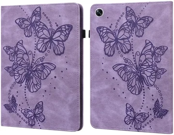 Oppo Pad Air Hoes Portemonnee Book Case Vlinder Print Paars