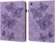 Oppo Pad Air Hoes Portemonnee Book Case Vlinder Print Paars afbeelding 1