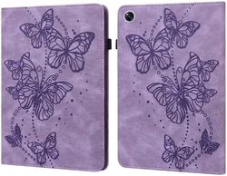 Oppo Pad Air Hoes Portemonnee Book Case Vlinder Print Paars afbeelding