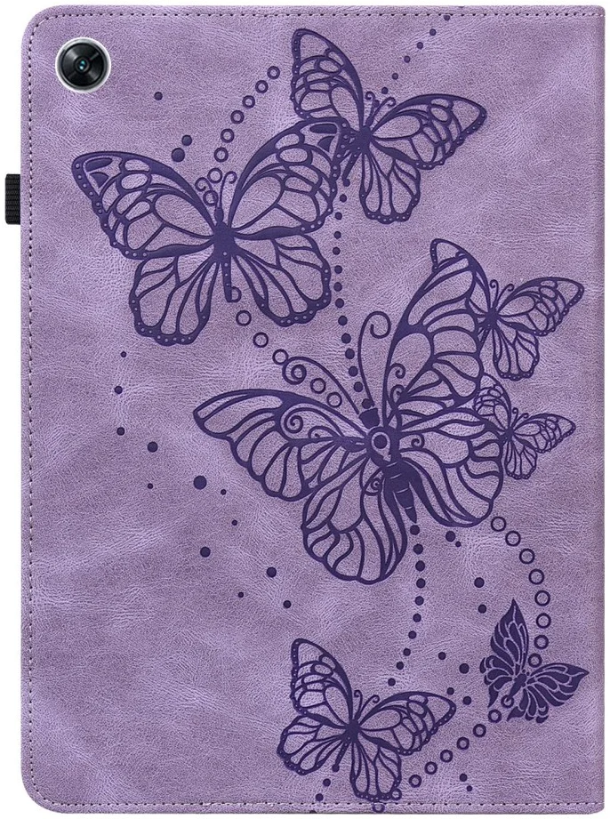 Oppo Pad Air Hoes Portemonnee Book Case Vlinder Print Paars afbeelding 10