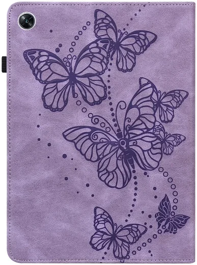 Oppo Pad Air Hoes Portemonnee Book Case Vlinder Print Paars afbeelding 10