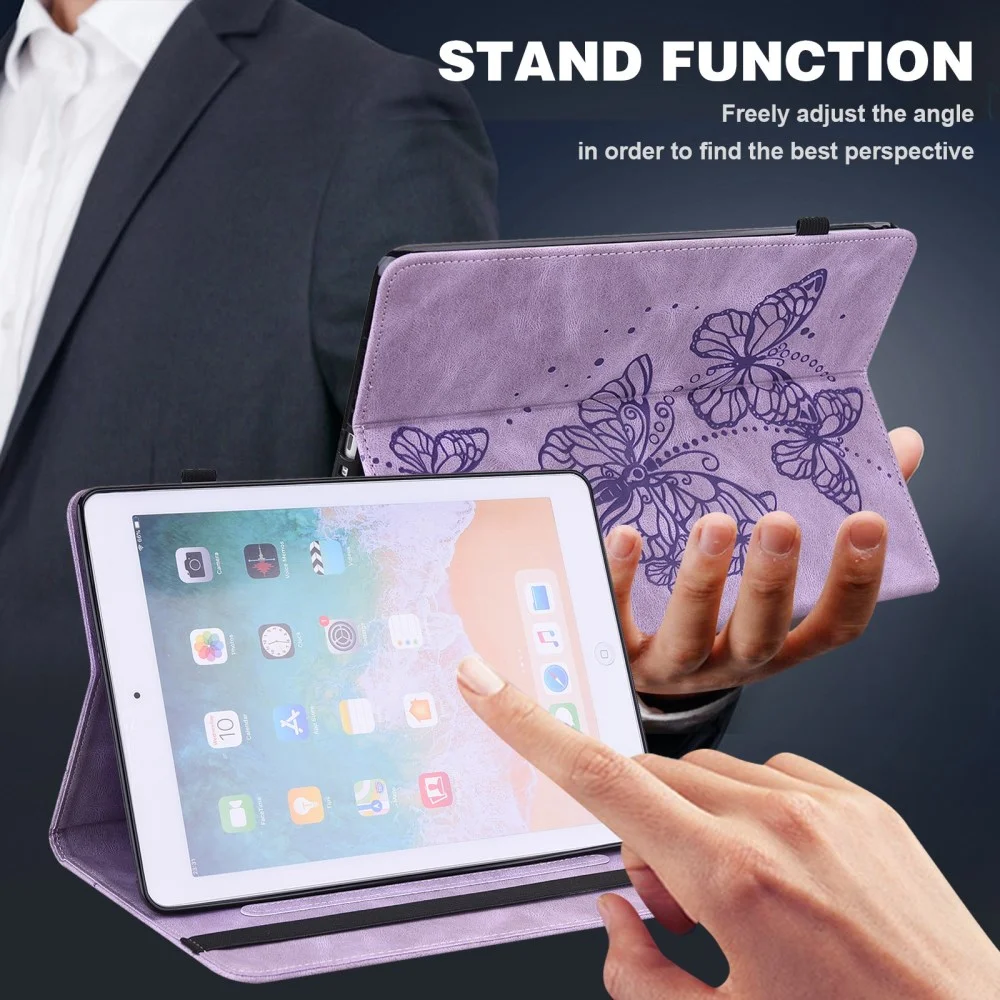 Oppo Pad Air Hoes Portemonnee Book Case Vlinder Print Paars afbeelding 4