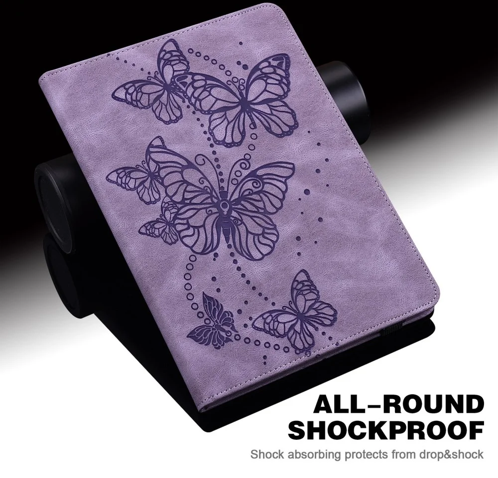 Oppo Pad Air Hoes Portemonnee Book Case Vlinder Print Paars afbeelding 5