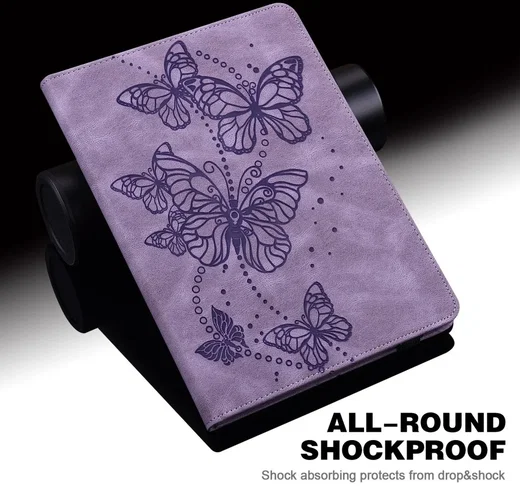 Oppo Pad Air Hoes Portemonnee Book Case Vlinder Print Paars afbeelding 5