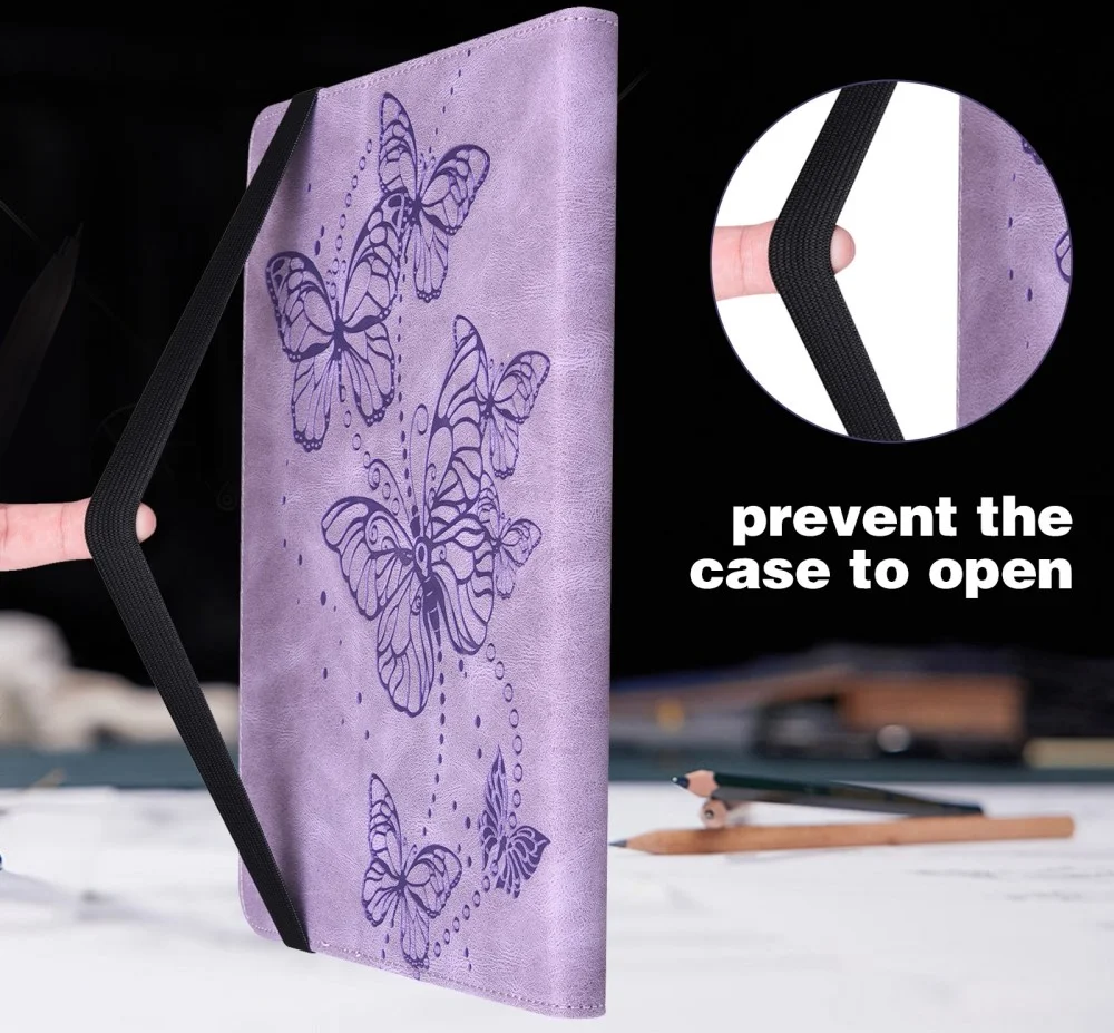 Oppo Pad Air Hoes Portemonnee Book Case Vlinder Print Paars afbeelding 6