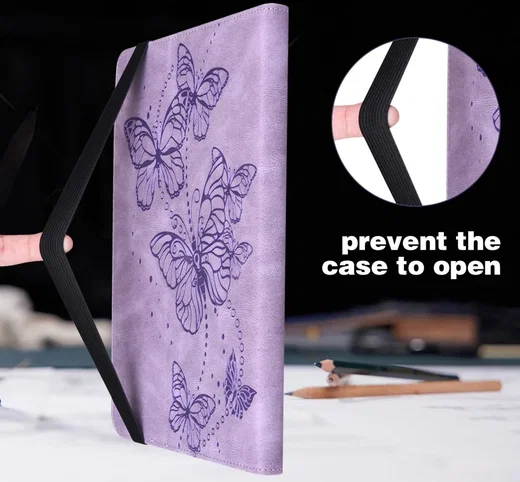Oppo Pad Air Hoes Portemonnee Book Case Vlinder Print Paars afbeelding 6
