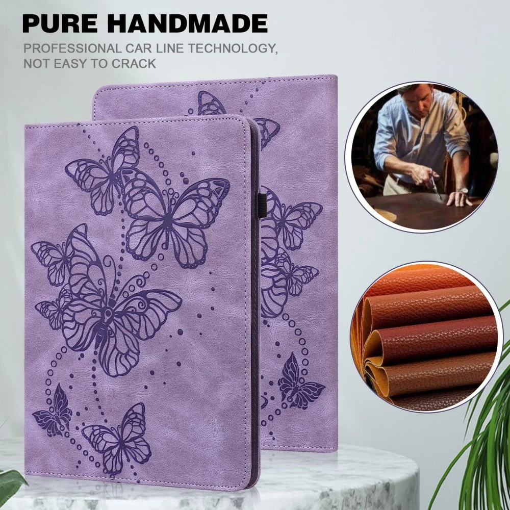 Oppo Pad Air Hoes Portemonnee Book Case Vlinder Print Paars afbeelding 7