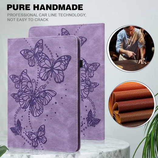 Oppo Pad Air Hoes Portemonnee Book Case Vlinder Print Paars afbeelding 7