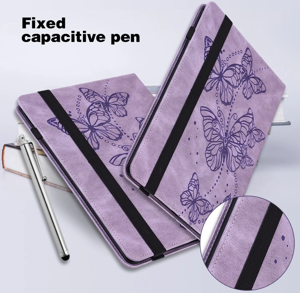 Oppo Pad Air Hoes Portemonnee Book Case Vlinder Print Paars afbeelding 9