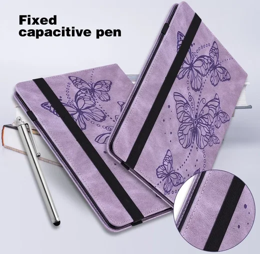 Oppo Pad Air Hoes Portemonnee Book Case Vlinder Print Paars afbeelding 9