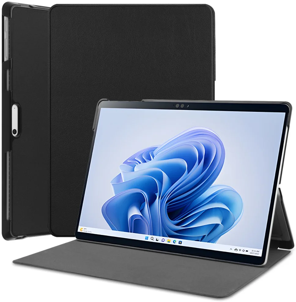 Microsoft Surface Pro 9 Hoes Tri-Fold Book Case met Standaard Zwart afbeelding 1