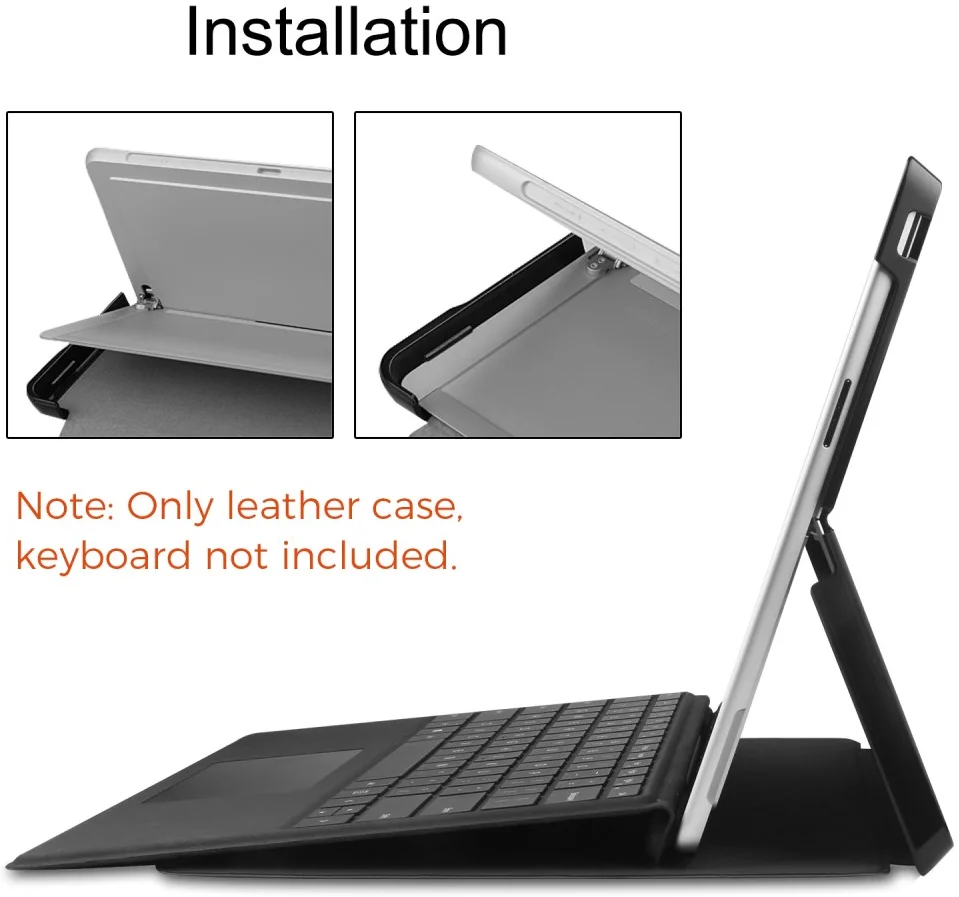Microsoft Surface Pro 9 Hoes Tri-Fold Book Case met Standaard Zwart afbeelding 6