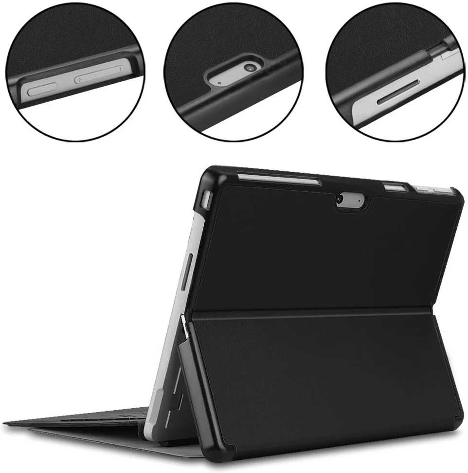 Microsoft Surface Pro 9 Hoes Tri-Fold Book Case met Standaard Zwart afbeelding 3