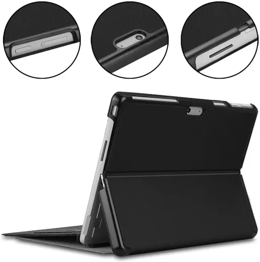 Microsoft Surface Pro 9 Hoes Tri-Fold Book Case met Standaard Zwart afbeelding 3