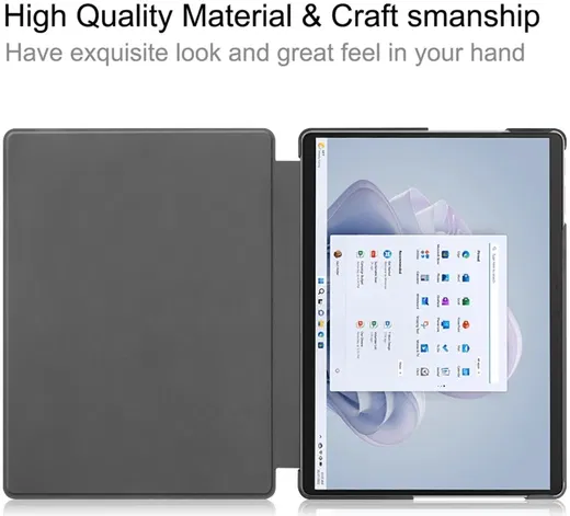 Microsoft Surface Pro 9 Hoes Tri-Fold Book Case met Standaard Zwart afbeelding 5