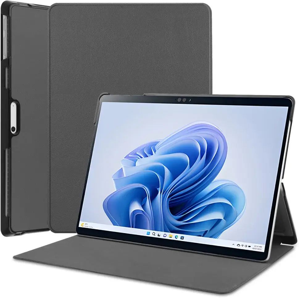 Microsoft Surface Pro 9 Hoes Tri-Fold Book Case met Standaard Grijs afbeelding 1