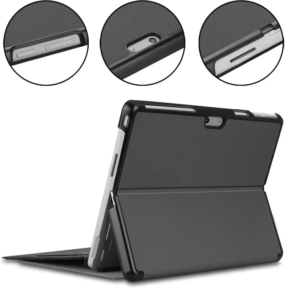Microsoft Surface Pro 9 Hoes Tri-Fold Book Case met Standaard Grijs afbeelding 5