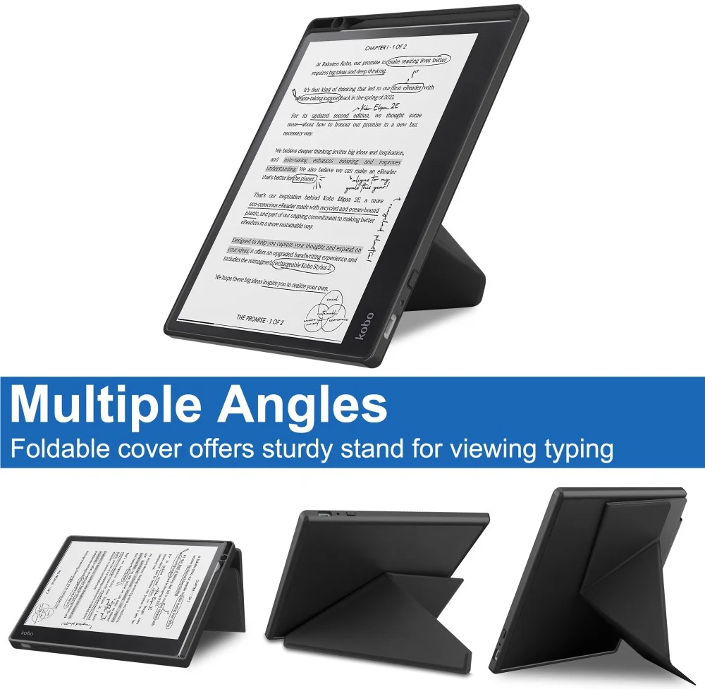 Kobo Elipsa 2E Hoes Origami Book Case met Standaard Zwart afbeelding 5