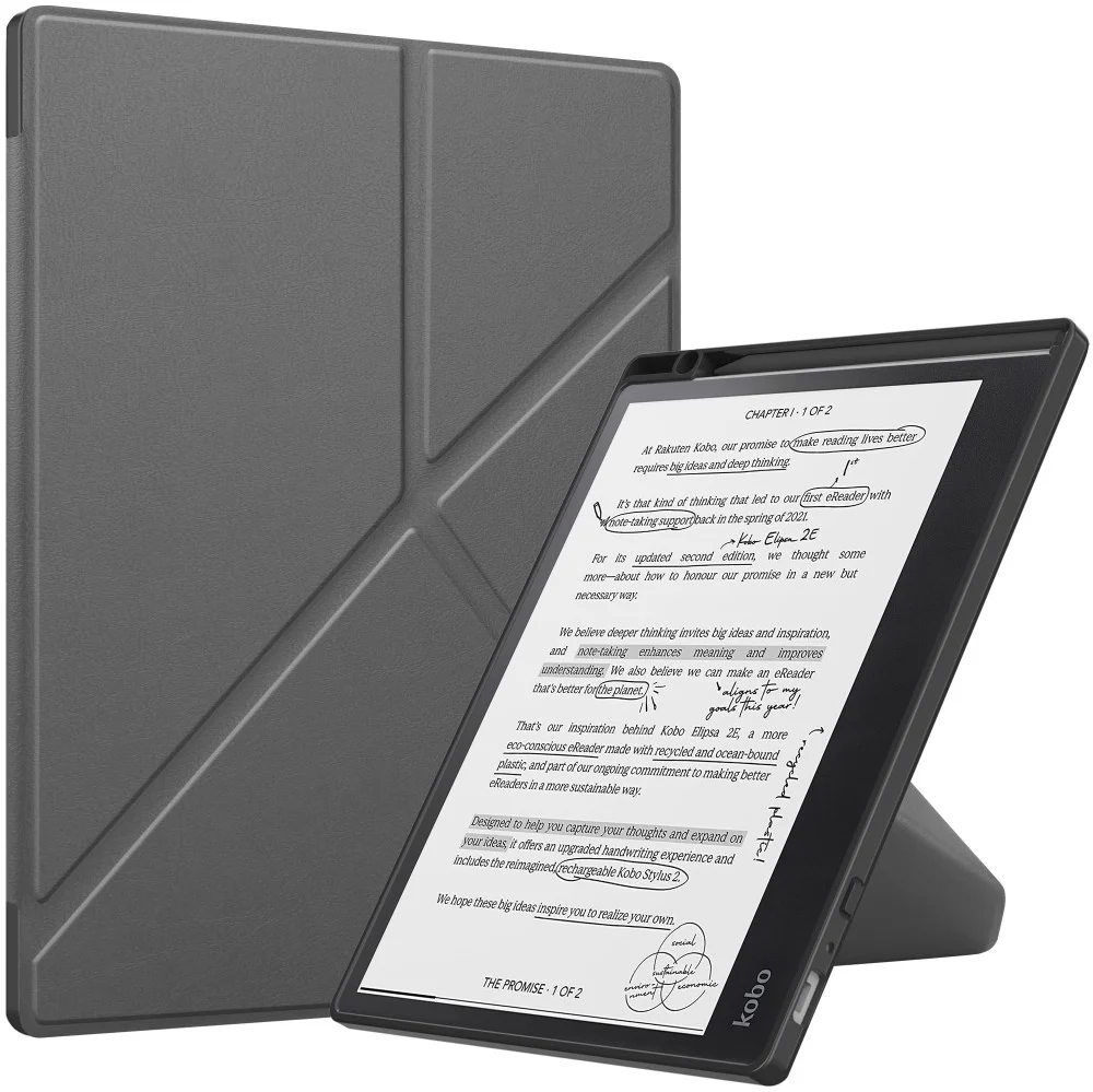 Kobo Elipsa 2E Hoes Origami Book Case met Standaard Grijs afbeelding 1