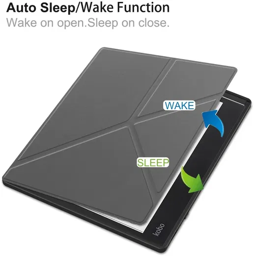 Kobo Elipsa 2E Hoes Origami Book Case met Standaard Grijs afbeelding 2