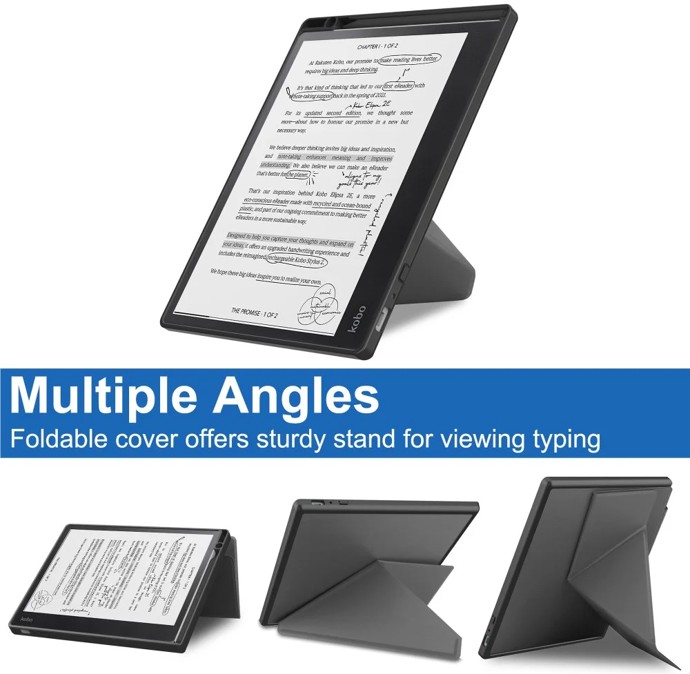 Kobo Elipsa 2E Hoes Origami Book Case met Standaard Grijs afbeelding 4