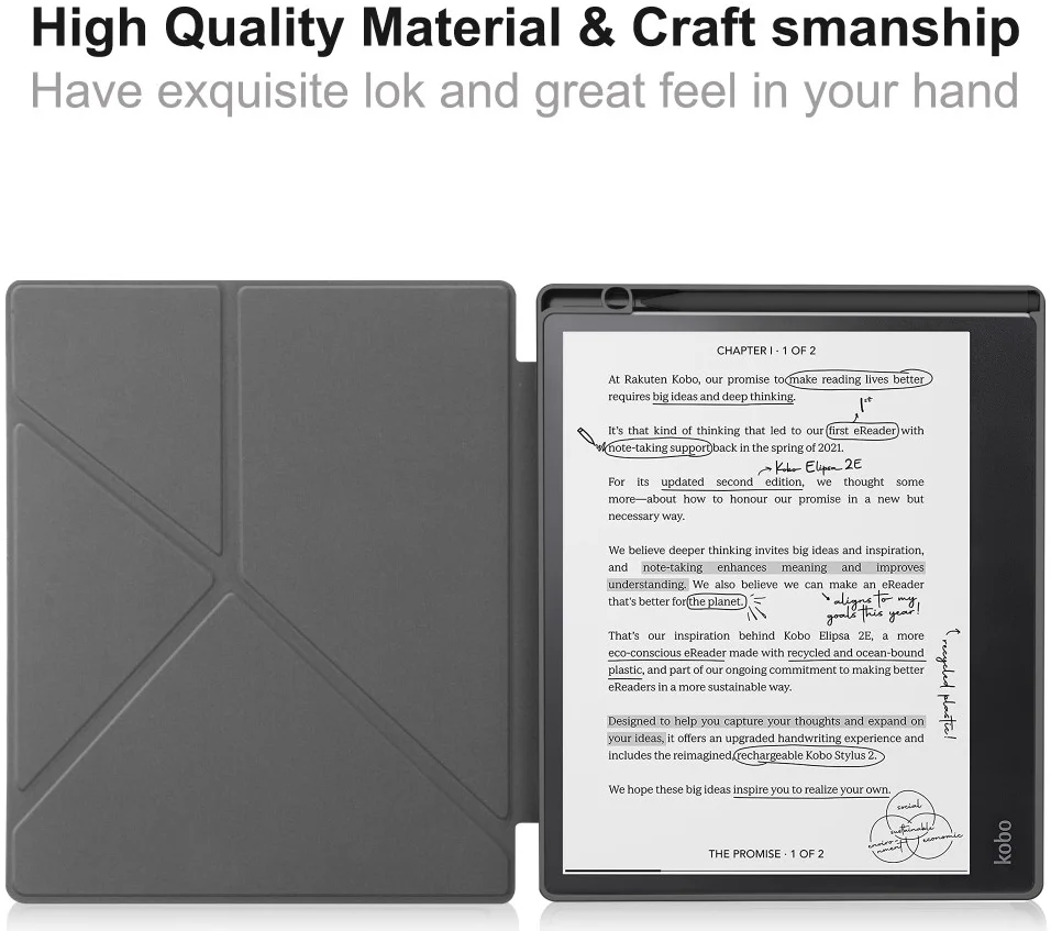Kobo Elipsa 2E Hoes Origami Book Case met Standaard Grijs afbeelding 8