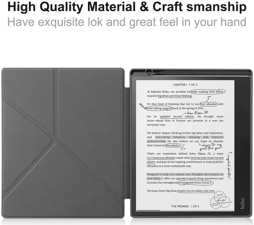 Kobo Elipsa 2E Hoes Origami Book Case met Standaard Grijs afbeelding 8