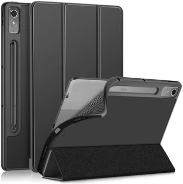Lenovo Tab P12 Hoes Tri-Fold Book Case met Sleep/Wake Zwart