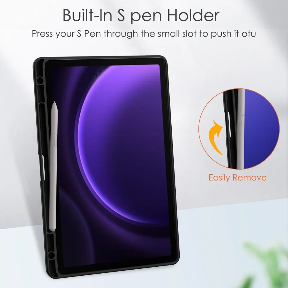 Samsung Tab S10 Lite / S10 FE / S9 (FE) Hoes Tri-Fold Book Case Kunstleer Zwart afbeelding 5