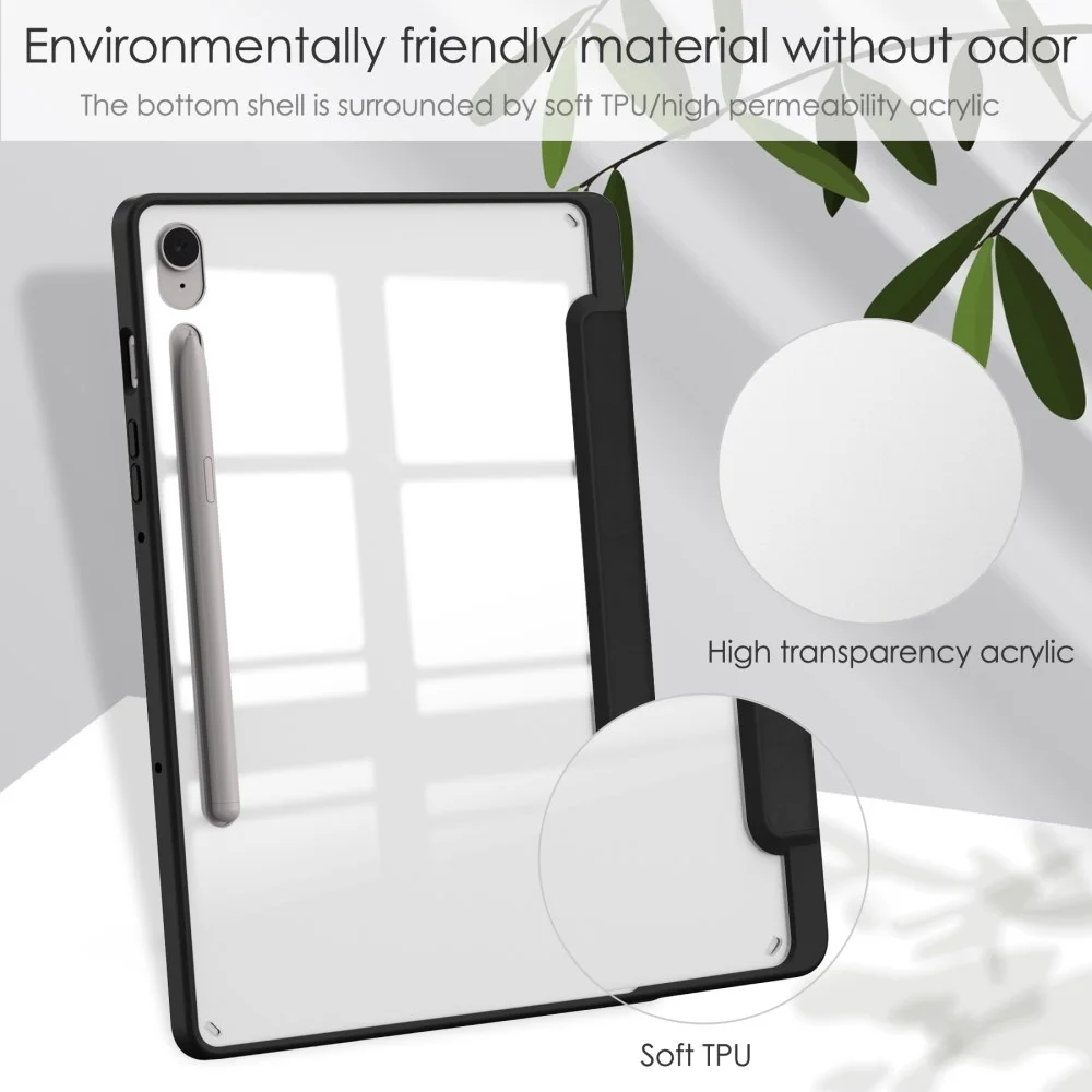 Samsung Tab S10 Lite / S10 FE / S9 (FE) Hoes Tri-Fold Book Case Kunstleer Zwart afbeelding 6