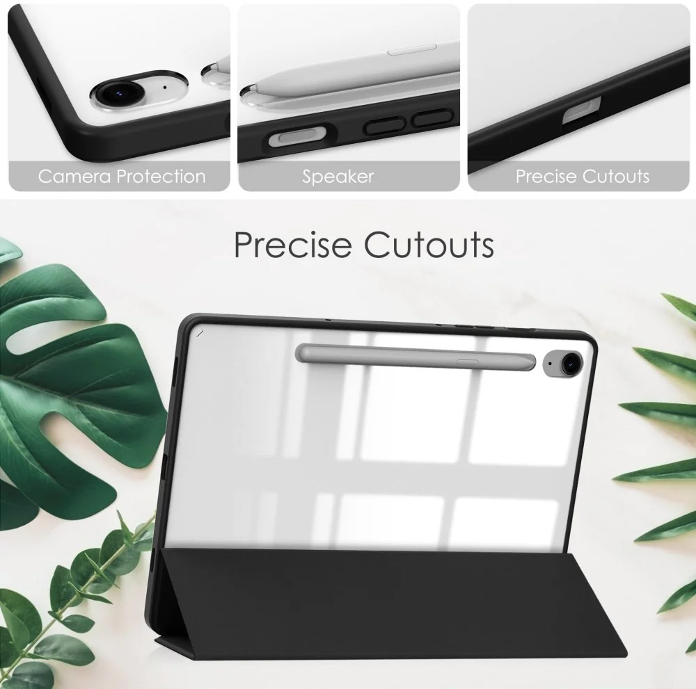 Samsung Tab S10 Lite / S10 FE / S9 (FE) Hoes Tri-Fold Book Case Kunstleer Zwart afbeelding 8