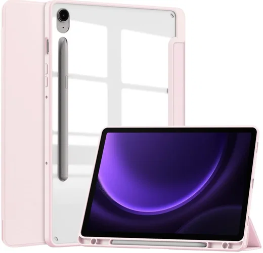 Samsung Tab S10 Lite / S10 FE / S9 (FE) Hoes Tri-Fold Book Case Kunstleer Roze afbeelding 1