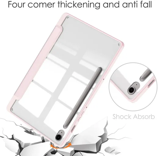 Samsung Tab S10 Lite / S10 FE / S9 (FE) Hoes Tri-Fold Book Case Kunstleer Roze afbeelding 2