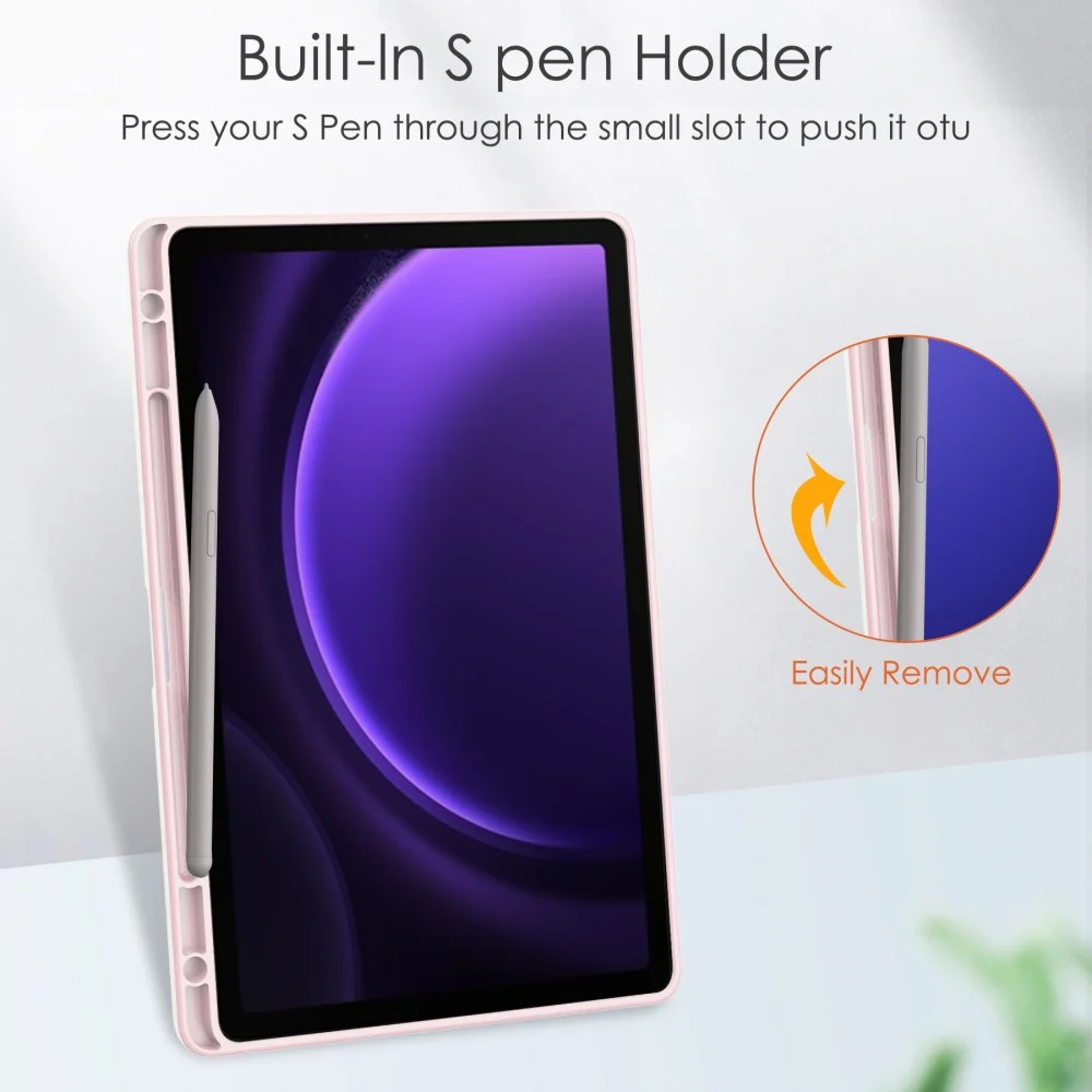 Samsung Tab S10 Lite / S10 FE / S9 (FE) Hoes Tri-Fold Book Case Kunstleer Roze afbeelding 5