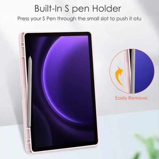 Samsung Tab S10 Lite / S10 FE / S9 (FE) Hoes Tri-Fold Book Case Kunstleer Roze afbeelding 5