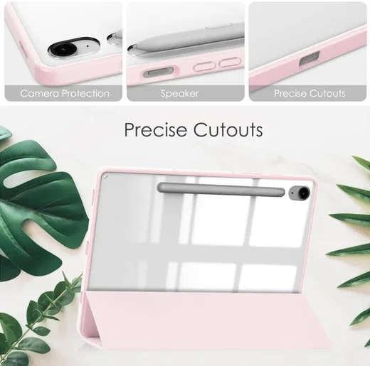 Samsung Tab S10 Lite / S10 FE / S9 (FE) Hoes Tri-Fold Book Case Kunstleer Roze afbeelding 8