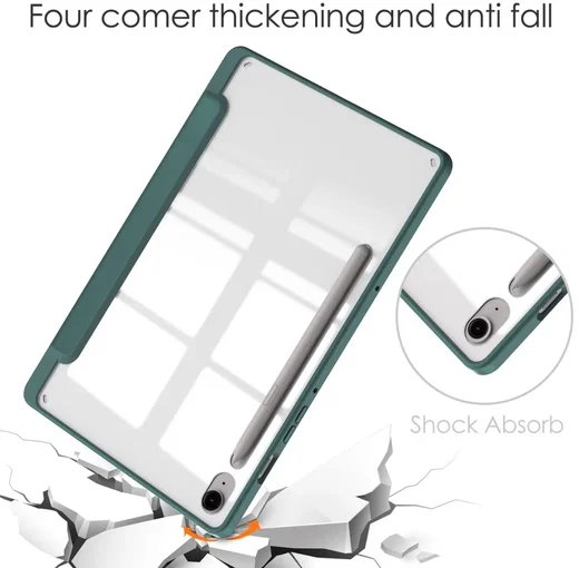 Samsung Tab S10 Lite / S10 FE / S9 (FE) Hoes Tri-Fold Book Case Kunstleer Groen afbeelding 2