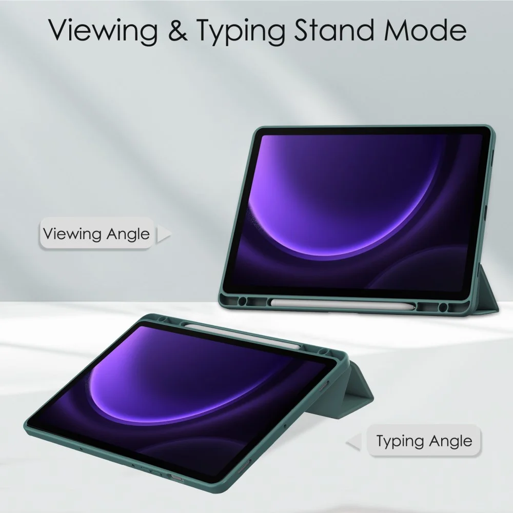 Samsung Tab S10 Lite / S10 FE / S9 (FE) Hoes Tri-Fold Book Case Kunstleer Groen afbeelding 3