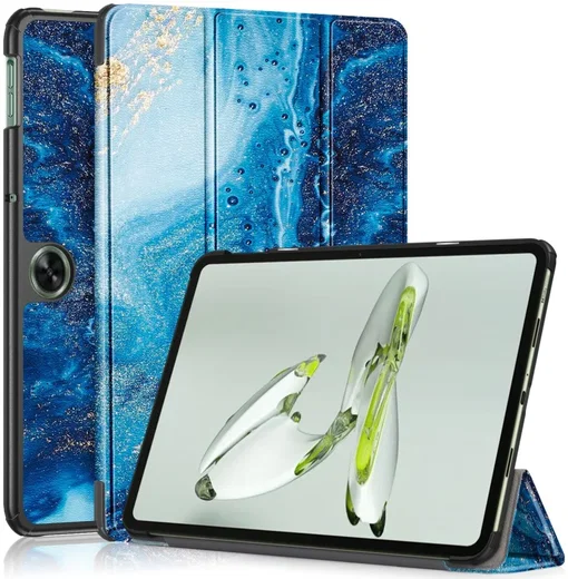 OnePlus Pad Go / Oppo Pad Neo / Air 2 Hoes Tri-Fold Book Case Wave Print afbeelding 1