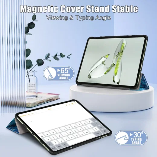 OnePlus Pad Go / Oppo Pad Neo / Air 2 Hoes Tri-Fold Book Case Wave Print afbeelding 4