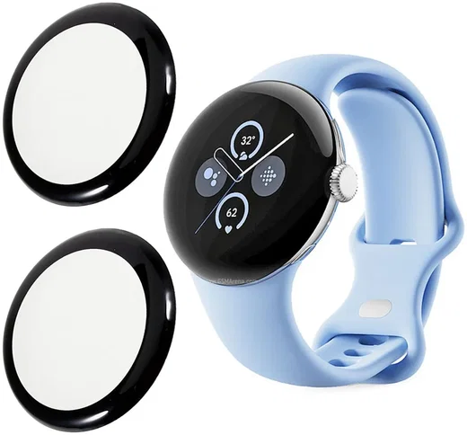 Google Pixel Watch 2/Pixel Watch Screen Protector Full Cover Zwart 2-Pack afbeelding 1
