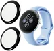 Google Pixel Watch 2/Pixel Watch Screen Protector Full Cover Zwart 2-Pack afbeelding 1