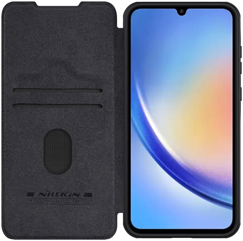 Nillkin Qin Leather Samsung Galaxy A35 Hoesje Book Case Zwart afbeelding 1