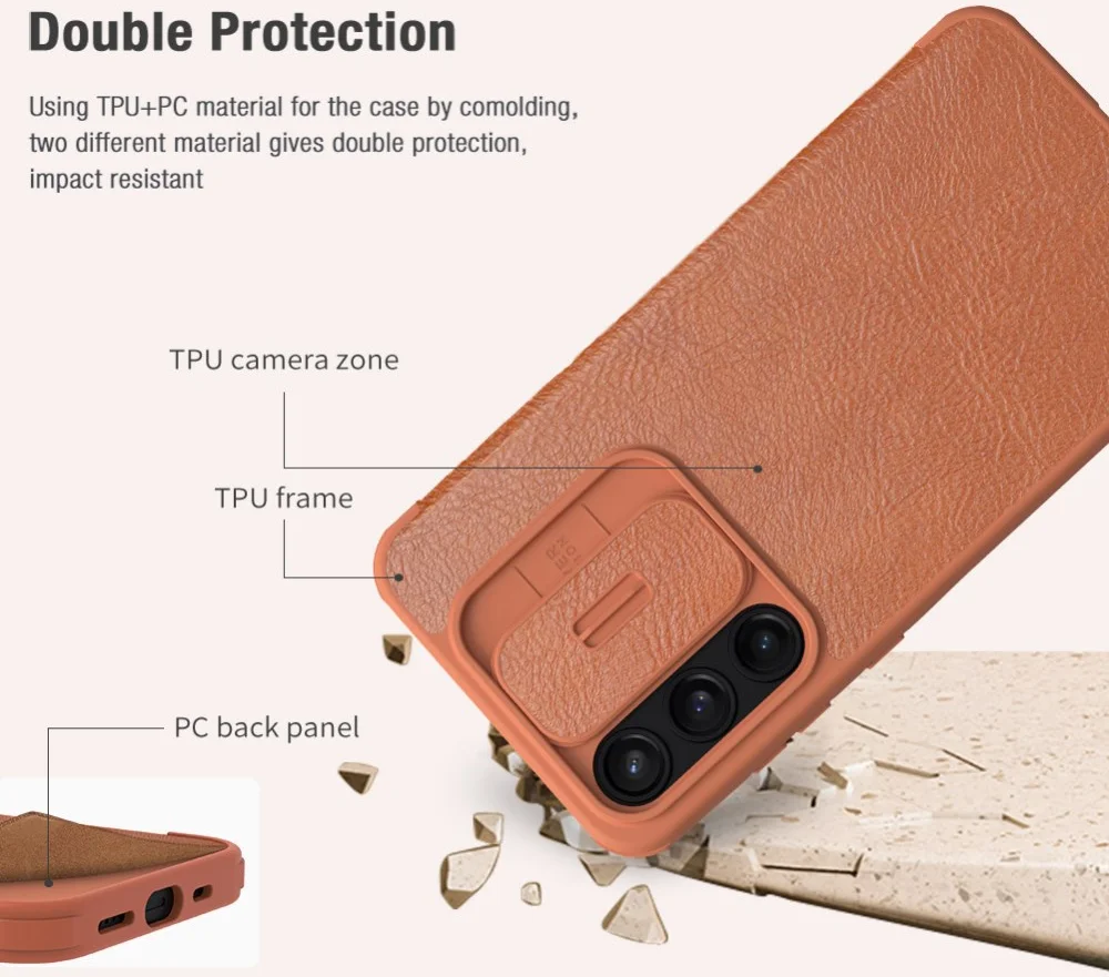 Nillkin Qin Leather Samsung Galaxy A35 Hoesje Book Case Zwart afbeelding 3