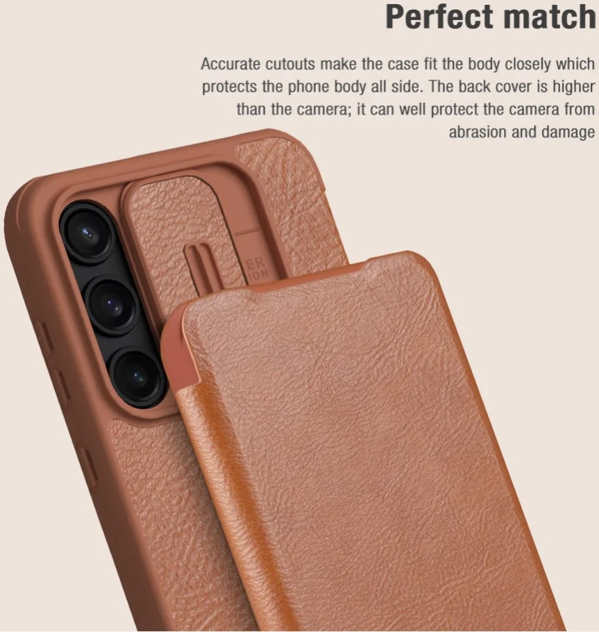 Nillkin Qin Leather Samsung Galaxy A35 Hoesje Book Case Bruin afbeelding 5