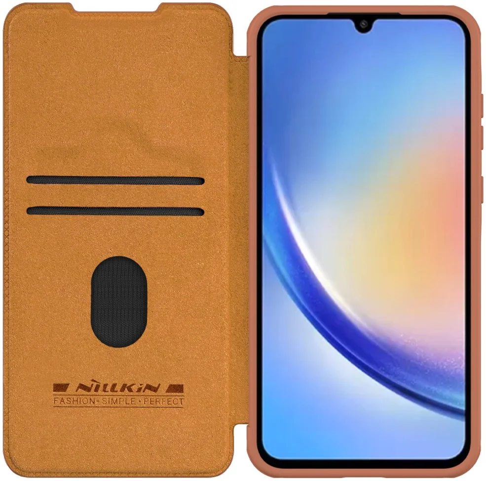 Nillkin Qin Leather Samsung Galaxy A35 Hoesje Book Case Bruin afbeelding 1