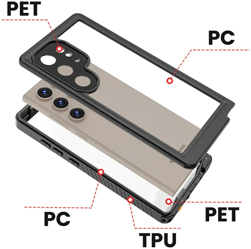Armor-X Samsung S24 Ultra Waterdicht Hoesje Schokbestendig Zwart afbeelding 3